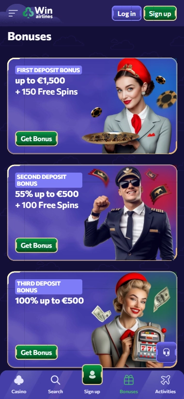 winairlines casino mobile bonus banner